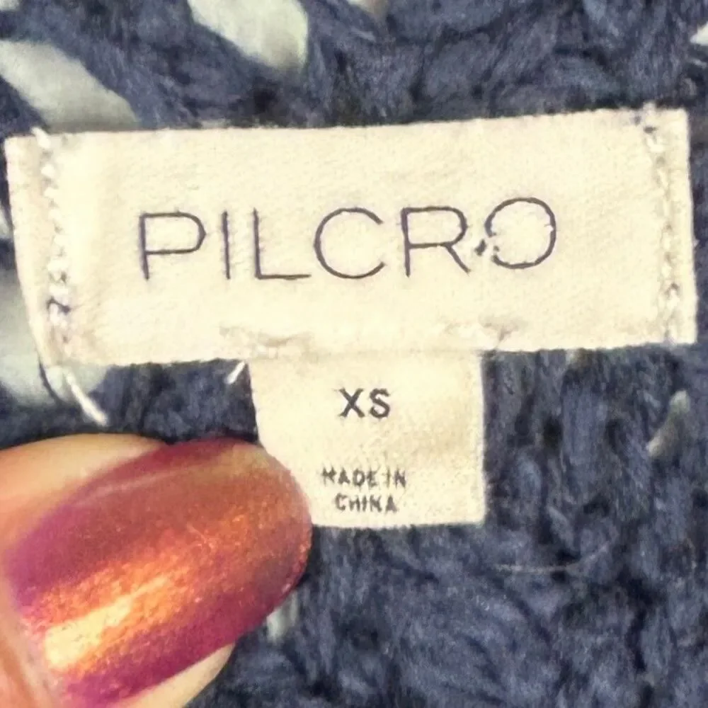 Anthropologie Pilcro Open Stitch Cardigan Knit Sweater Button Front Navy Blue XS - Picture 12 of 14
